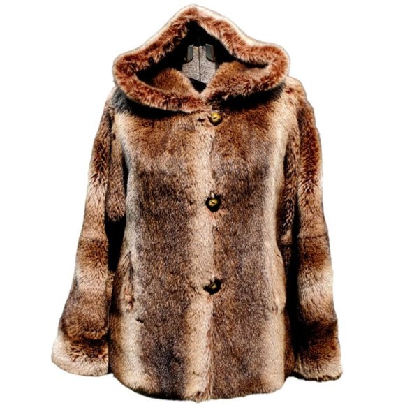 Hugo Buscati Jackets & Blazers - Hugo Buscati Hooded Faux Fur Coat